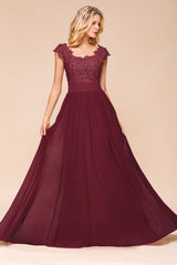 Elegant Long Chiffon Prom Dress With Lace Appliques