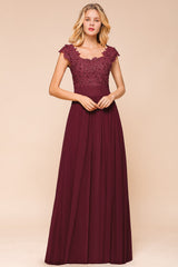 Elegant Long Chiffon Prom Dress With Lace Appliques