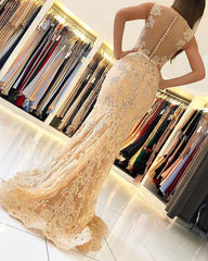 Elegant Mermaid Sleeveless Lace Prom Dress Online