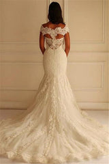 Elegant Off-The-Shoulder Mermaid Lace-Applique Wedding Dresses