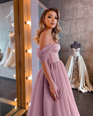 Elegant Off-the-Shoulder Sequins Tulle Short Prom Dress