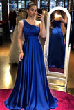 Elegant One Shoulder Royal Blue Aline Evening Dress