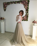 Elegant Open Back Evening Dress New Design Long Sleeve Flowers Prom Dress BA3812