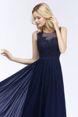 Elegant Scoop Neck Bridesmaid Dress Chiffon Appliques Sleeveless