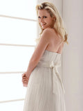 Elegant Sheath Wedding Dresses Strapless Organza Sleeveless Bridal Gowns On Sale