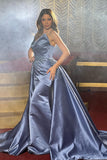 Elegant Sleeveless A Line Satin Prom Dresses with Beads