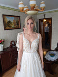 Elegant Sleeveless Aline Wedding Dress Floral Lace Tulle Bridal Dress