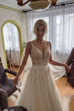 Elegant Sleeveless Aline Wedding Dress Floral Lace Tulle Bridal Dress