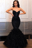 Elegant Sleeveless Sweetheart Sequins Prom Dresses | Mermaid Black Evening Gown BC0824