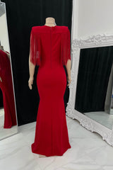 Elegant Sleeveless V-neck Mermaid Prom Dress With Tassels