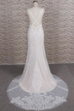 Elegant Straps A-line Lace Wedding Dress | White Mermaid V-neck Bridal Gowns