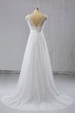 Elegant Straps Sleeveless Chiffon Wedding Dress | White A-line Bridal Gowns