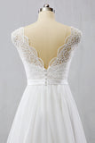 Elegant Straps Sleeveless Chiffon Wedding Dress | White A-line Bridal Gowns