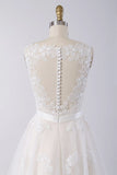 Elegant V-neck A-line Appliques Tulle Wedding Dress