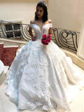 Exquisite Off-the-shoulder Appliques Wedding Dresses | Lace Ball Gown Bridal Dresses