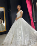 Eye-catching Off The Shoulder Lace Sweetheart White A-lIne Wedding Dresses