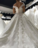 Eye-catching Off The Shoulder Lace Sweetheart White A-lIne Wedding Dresses