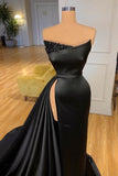 Fabulous Long Black Sleeveless Formal Wears Prom Dresses With Split Online