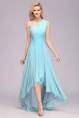 Fabulous One Shoulder Elegant Hi-lo Chiffon Bridesmaid Dresses for Women