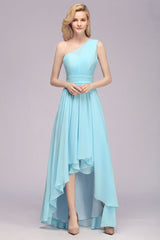 Fabulous One Shoulder Elegant Hi-lo Chiffon Bridesmaid Dresses for Women