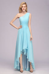 Fabulous One Shoulder Elegant Hi-lo Chiffon Bridesmaid Dresses for Women