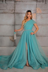 Fabulous One Shoulder Sleeveless Long Prom Dress Ribbons