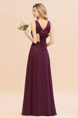 Fabulous Sleeveless Elegant Chiffon Bridesmaid Dress Long V-Neck Party Gown