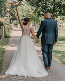 Fantastic Jewel White Tulle Lace Sleeveless A-Line Wedding Dresses