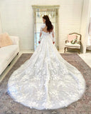 Floral Lace Aline Long Sleeves Floor-Length Wedding Dress