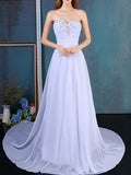 Formal A-Line Wedding Dress Strapless Tulle Strapless Plus Size Bridal Gowns Sweep Train