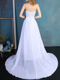 Formal A-Line Wedding Dress Strapless Tulle Strapless Plus Size Bridal Gowns Sweep Train