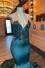 Glamorou V-neck Sleeveless Halter Mermaid Prom Dress With Beading