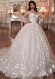 Glamorous Ball Gown Sweetheart Wedding dress Long Sleeve Appliques Bridal Gowns Online