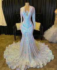 Glamorous Long Sleeves Prom Dress Mermaid Sequins On Sale