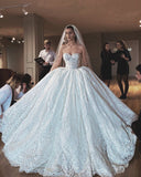 Glamorous Sexy Strapless Lace Appliques Ball Gown Wedding Dresses Online
