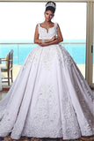 Glamorous Straps Lace Wedding Dresses | Sleeveless Puffy Ball Bridal Gowns