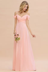 Gogeous Off Shoulde straps Aline Bridesmaid Dress Chiffon Maid of Honor Dress