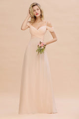 Gogeous Off Shoulde straps Aline Bridesmaid Dress Chiffon Maid of Honor Dress