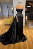 Gorgeous A-line Formal Wears Long Black Prom Dresses With Split Online