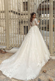 Gorgeous A-line Lace Appliques Wedding Dresses With Sleeves