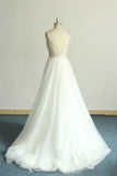 Gorgeous A-line White Lace Tulle Wedding Dress | Sleeveless Appliques Bridal Gowns