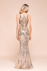 Gorgeous Champagne Sequins Mermaid Prom Dress | Long Evening Gowns