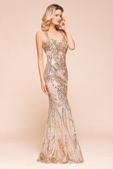 Gorgeous Champagne Sequins Mermaid Prom Dress | Long Evening Gowns