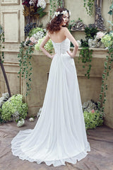 Gorgeous Chiffon Sweetheart Bridal Dress Side Slit Wedding Dress On Sale