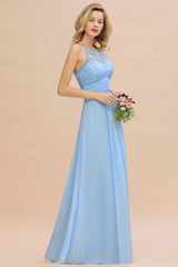 Gorgeous Halter Floral lace aline Chiffon Bridesmaid Dress Sleeveless Ruffle Wedding Guest Dress