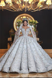 Gorgeous Lace Appliques Wedding Dresses | Puffy Ruffles Ball Gown Bridal Dresses