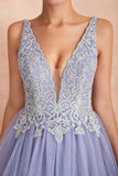 Gorgeous Lavender Lace Prom Dress | V-Neck Ball Gown Tulle Formal Wears