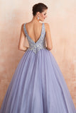 Gorgeous Lavender Lace Prom Dress | V-Neck Ball Gown Tulle Formal Wears