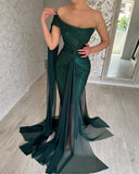 Gorgeous Long Dark Green Mermaid Sleeveless Prom Dresses With Split