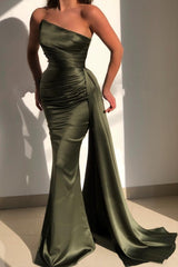 Gorgeous Long Mermaid Sleeveless Prom Dress with Ruffle